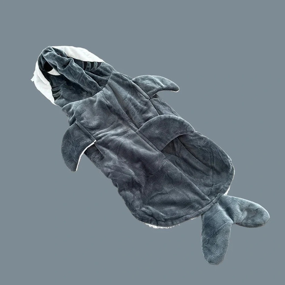 Funny Shark Costume for Dogs size XL Gray Dress Up Fuzzy Dog Clothing Parade - Picture 5 of 10